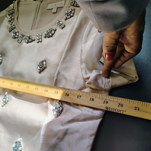 Tory Burch Vesper Rhinestone Silk Top size 8 - Picture 15 of 16